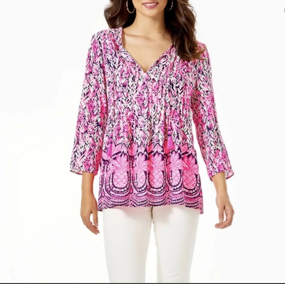 Lilly  Marilina Tunic Top High tide Size XS New Condition - Picture 4 of 5